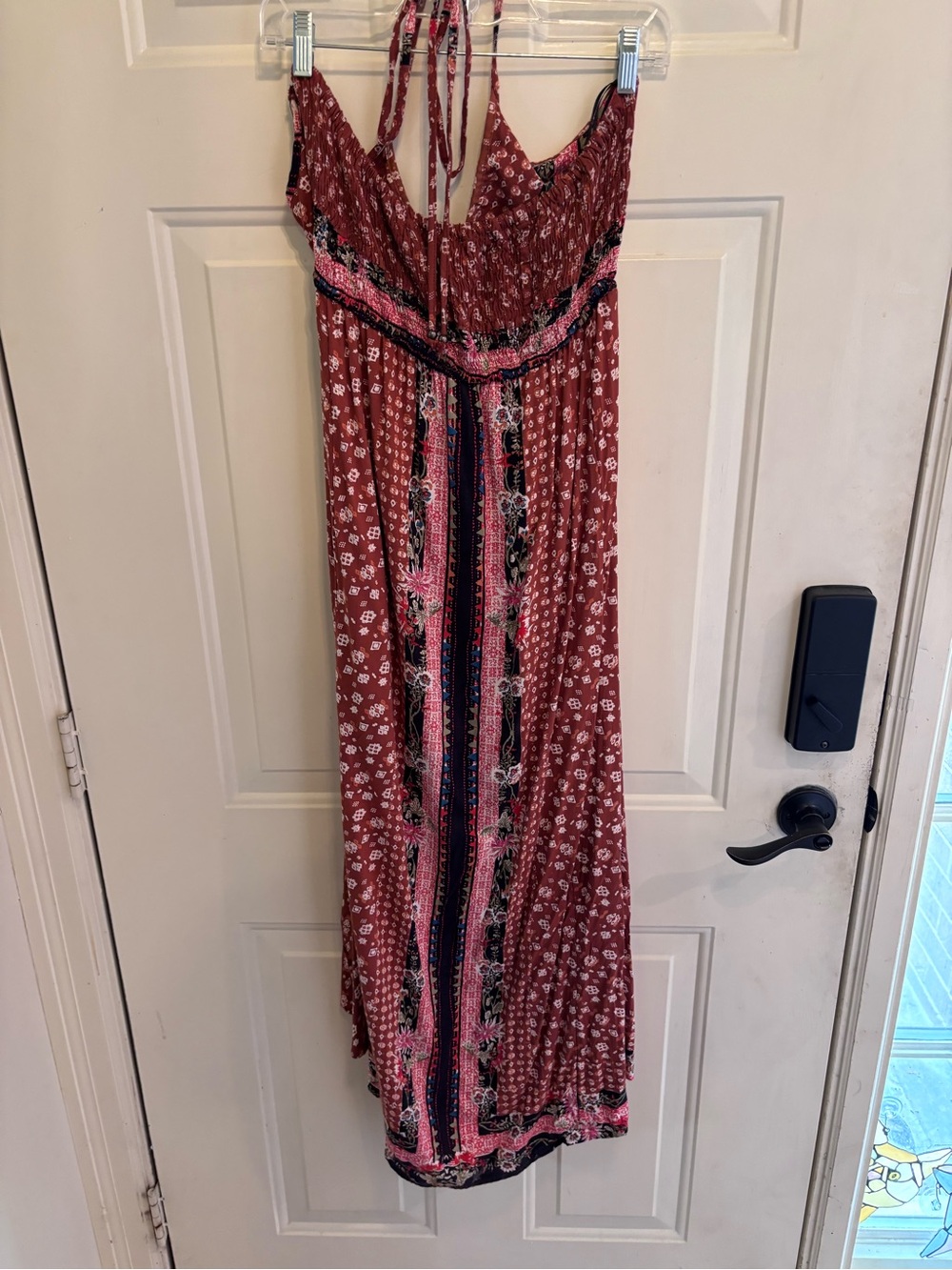 Anthropologie Angie Bohemian Rust Floral Halter Maxi Dress - Picture 3 of 5